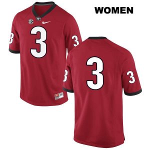Women's Georgia Bulldogs NCAA #3 Tyson Campbell Nike Stitched Red Authentic No Name College Football Jersey LCW3554BT